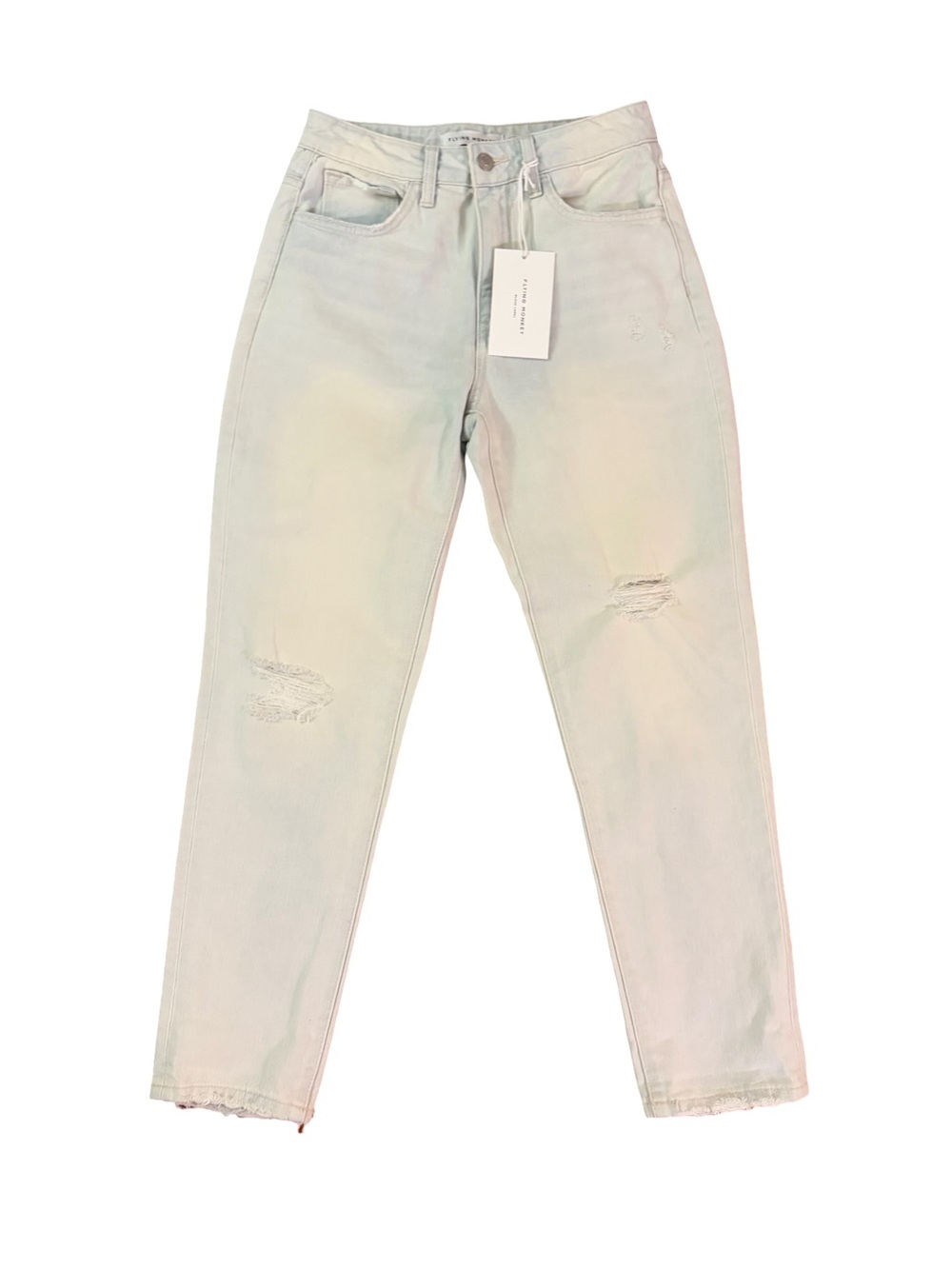 These details belong to the Reform High Rise Mom Jeans by FLYING MONKEY Jeans. H